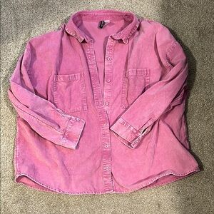 H&M Pink Corduroy Button Down Shirt